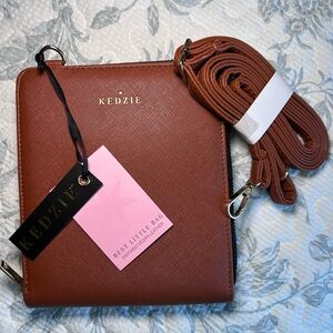 Kedzie Saffiano Vegan Leather Crossbody “Best Little Bag” NWT